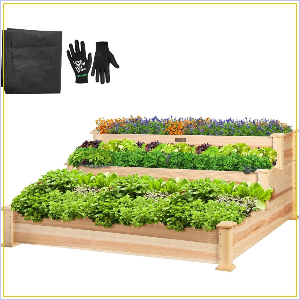 Gardening Tools Images - 3-Tier Raised Garden Bed Outdoor Wood