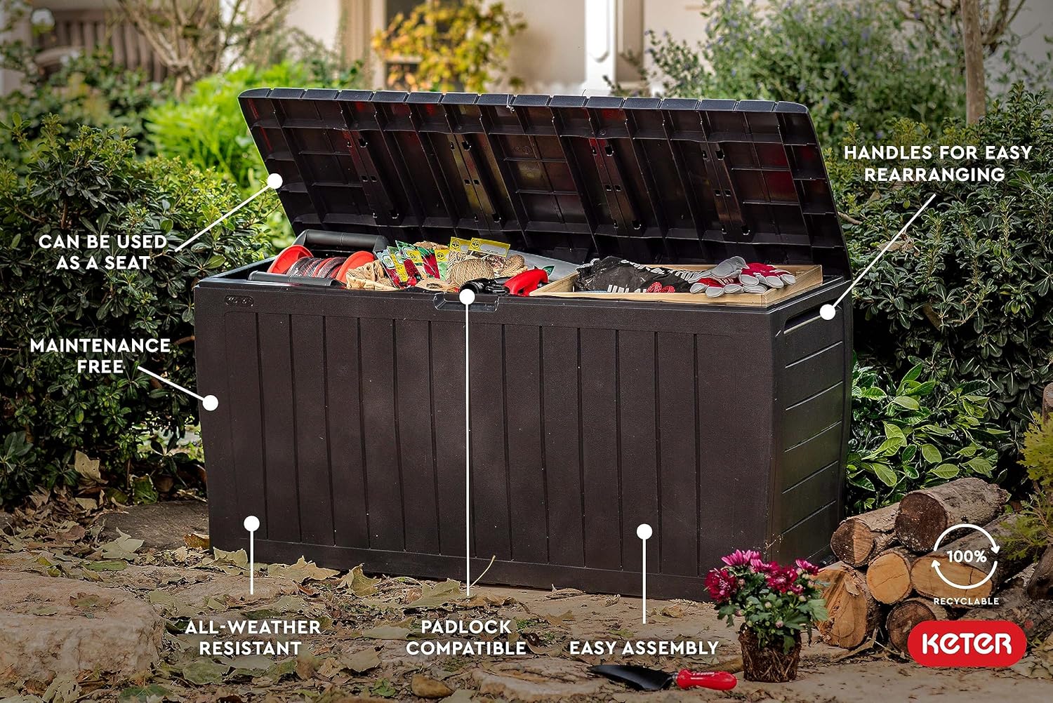 71 Gallon Outdoor Storage Box  - Gardening Tools Images review and price
